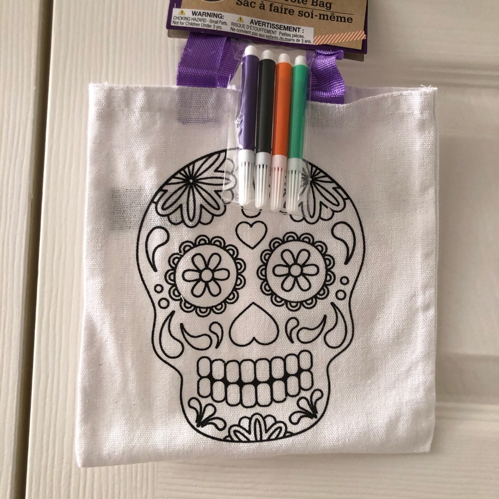 Pack of 4 sugar skull tote bags